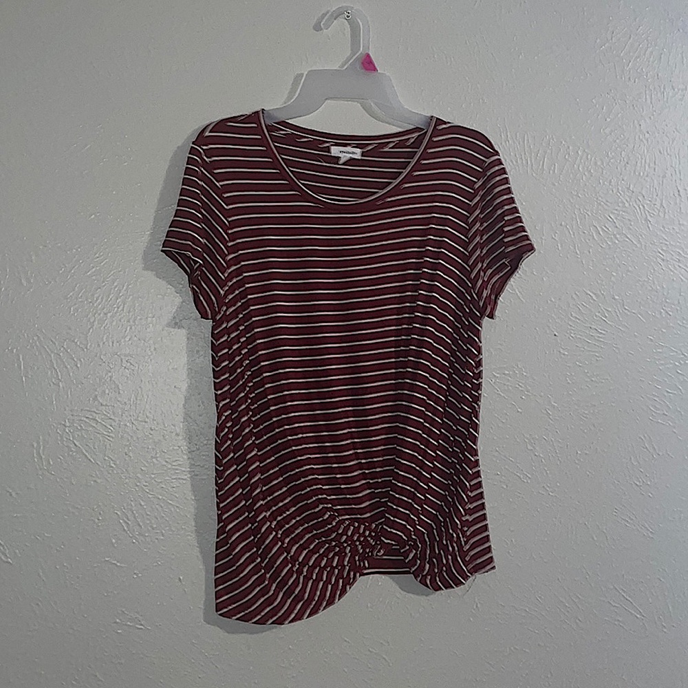 -size medium, red with white stripes